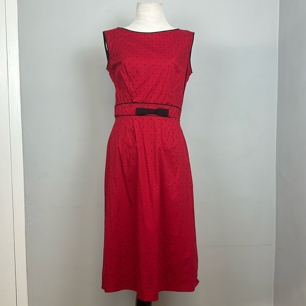 Stop Staring Red and Black Polka Dot Pinup Dress Sz L